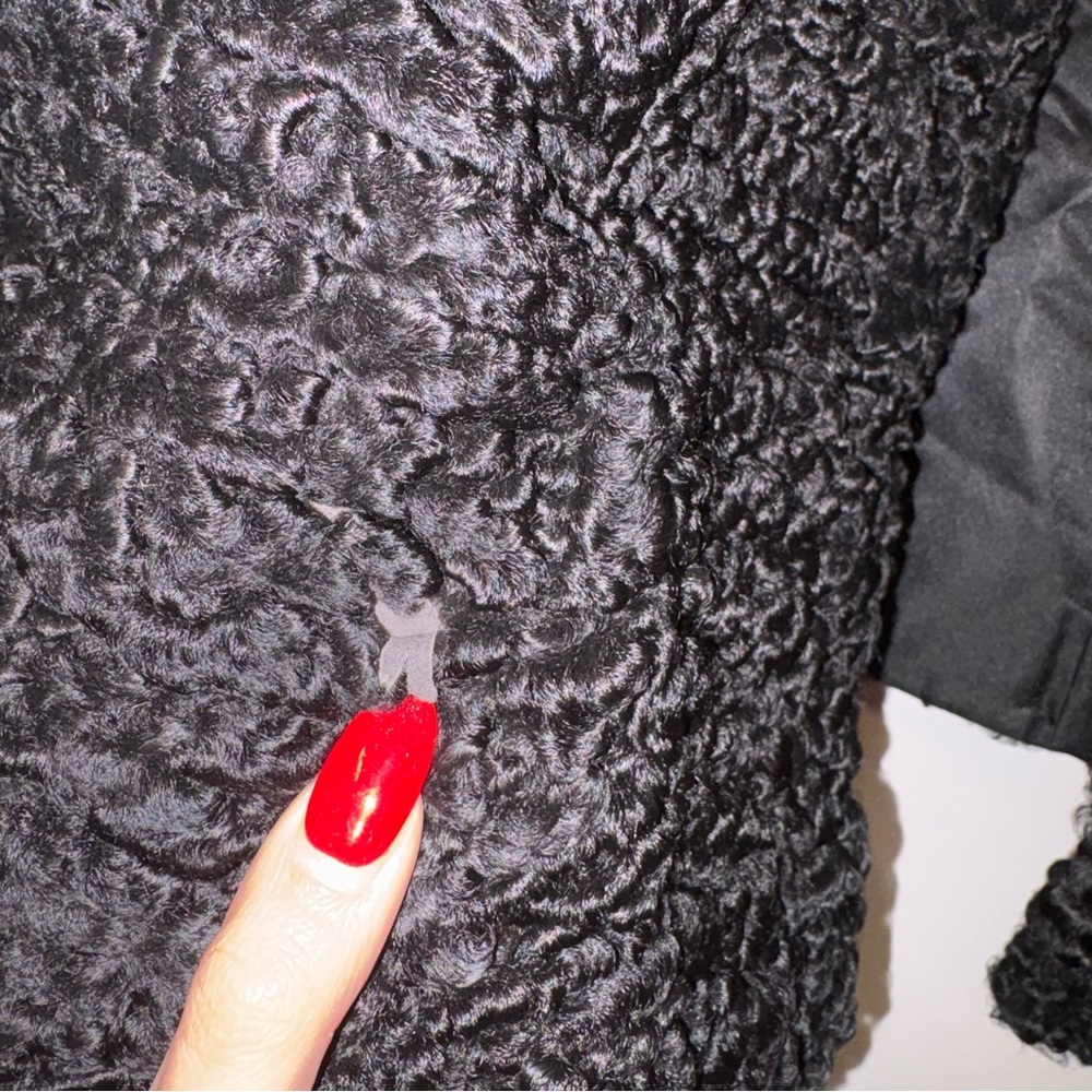 Vintage Black Curly Lamb Fur Swing Coat - Picture 15 of 16